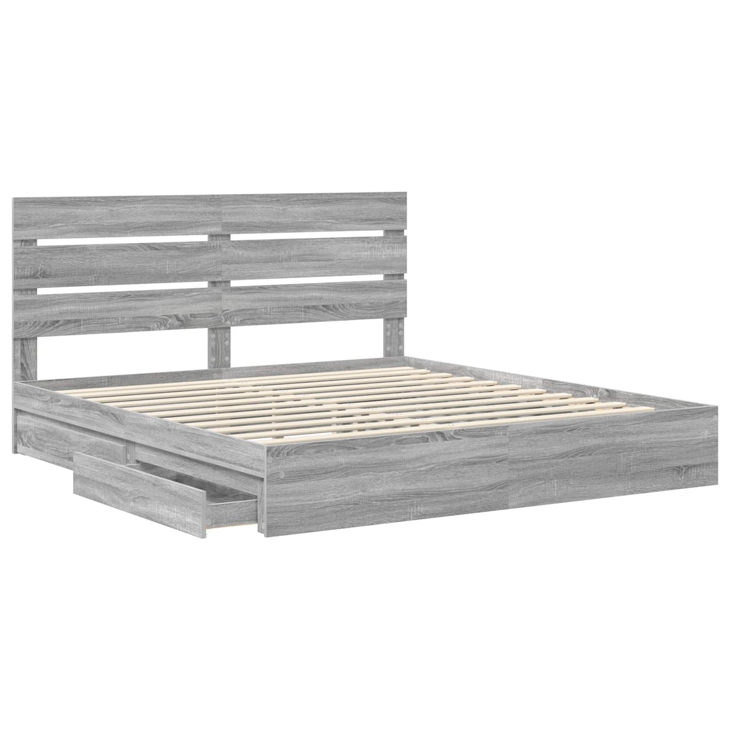 Letto con Contenitore con testiera Grigio Sonoma 180 x 200 cm