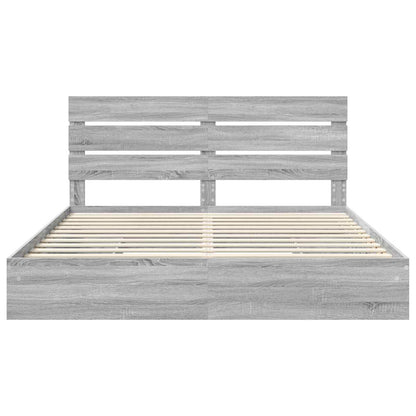 Letto con Contenitore con testiera Grigio Sonoma 180 x 200 cm | homemem39