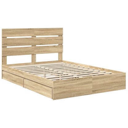 Letto con Contenitore con testiera Rovere Sonoma 160 x 200 cm | homemem39