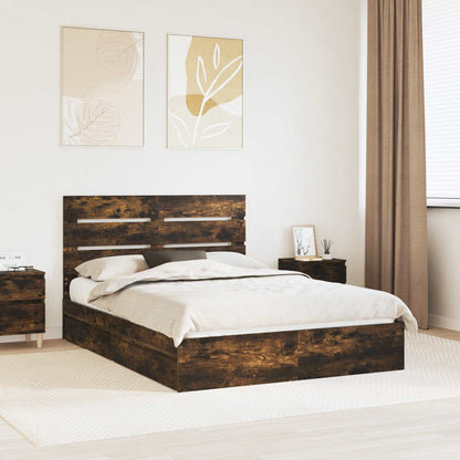 Letto con Contenitore con testiera Rovere fumé 160 x 200 cm | homemem39