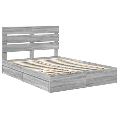 Letto con Contenitore con testiera Grigio Sonoma 160 x 200 cm | homemem39