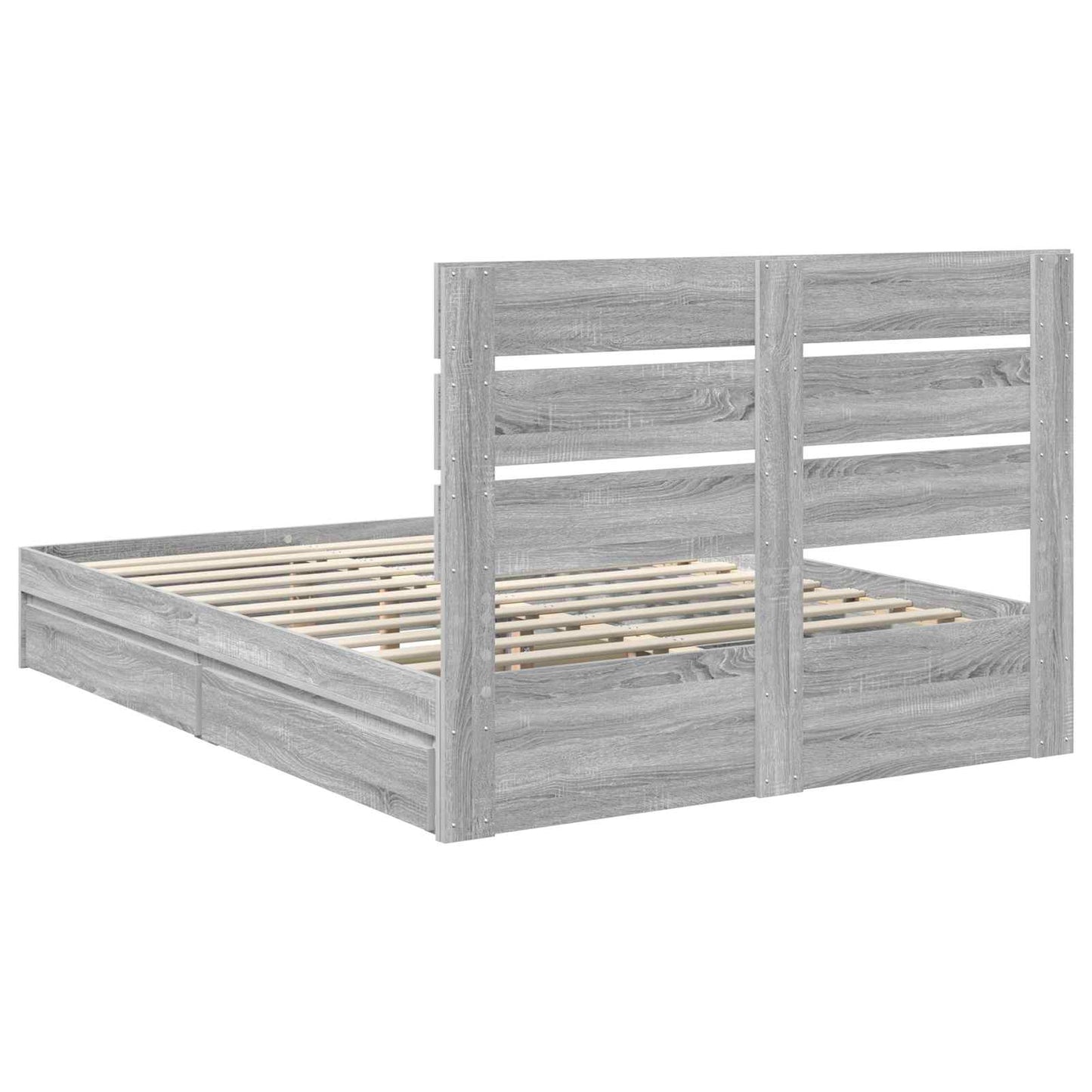 Letto con Contenitore con testiera Grigio Sonoma 160 x 200 cm | homemem39