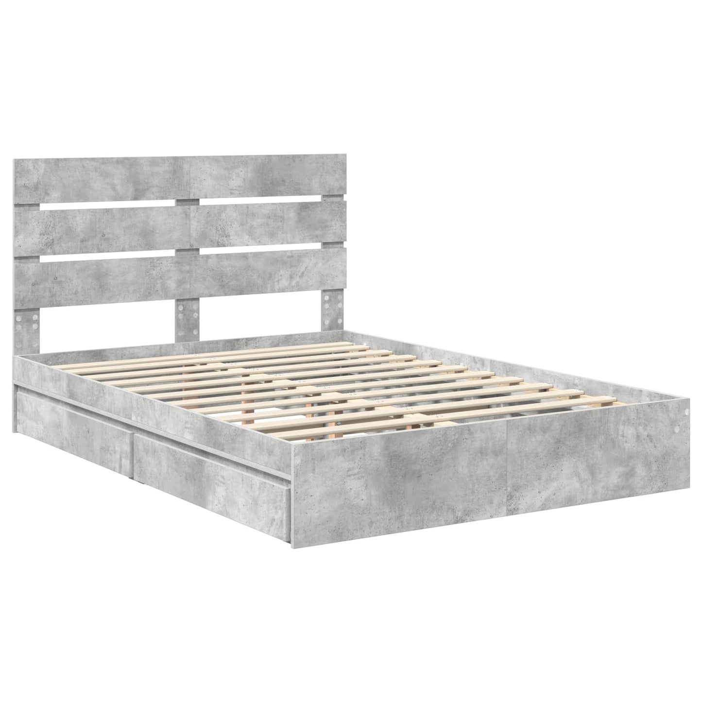 Letto con Contenitore con testiera Grigio cemento 150 x 200 cm | homemem39