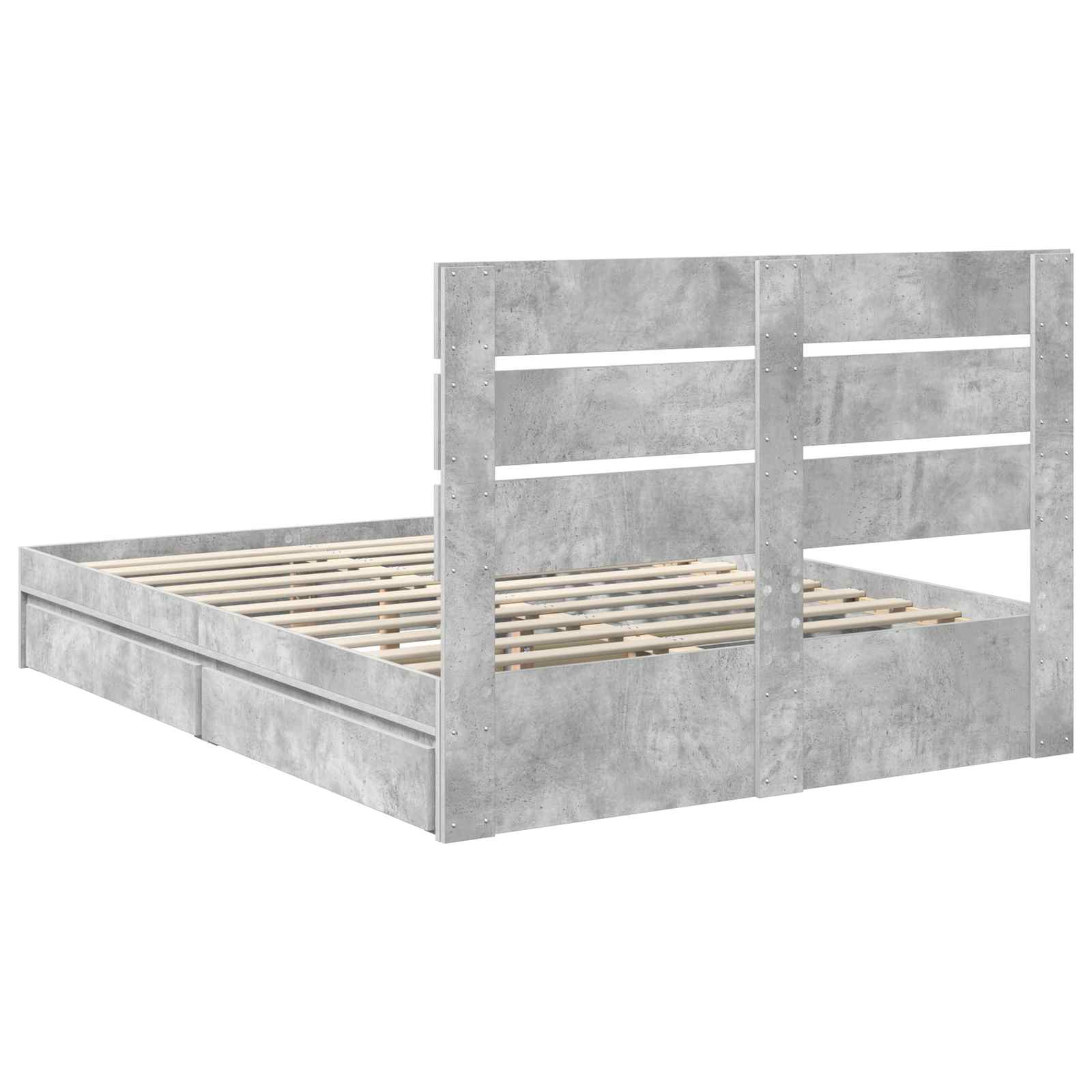 Letto con Contenitore con testiera Grigio cemento 150 x 200 cm | homemem39