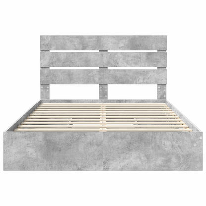 Letto con Contenitore con testiera Grigio cemento 150 x 200 cm | homemem39