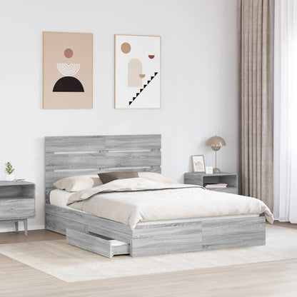 Letto con Contenitore con testiera Grigio Sonoma 150 x 200 cm | homemem39