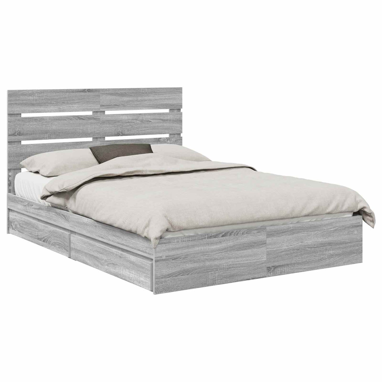 Letto con Contenitore con testiera Grigio Sonoma 150 x 200 cm | homemem39