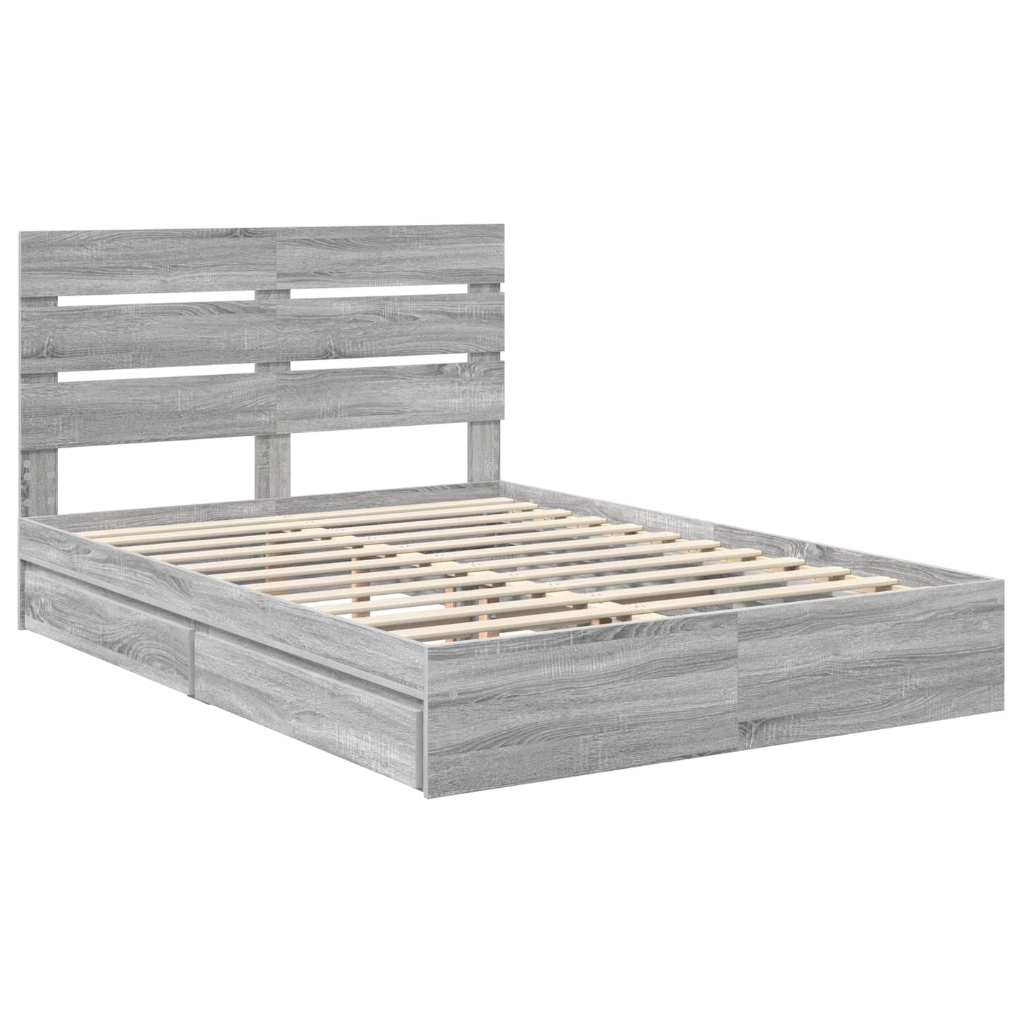 Letto con Contenitore con testiera Grigio Sonoma 150 x 200 cm | homemem39