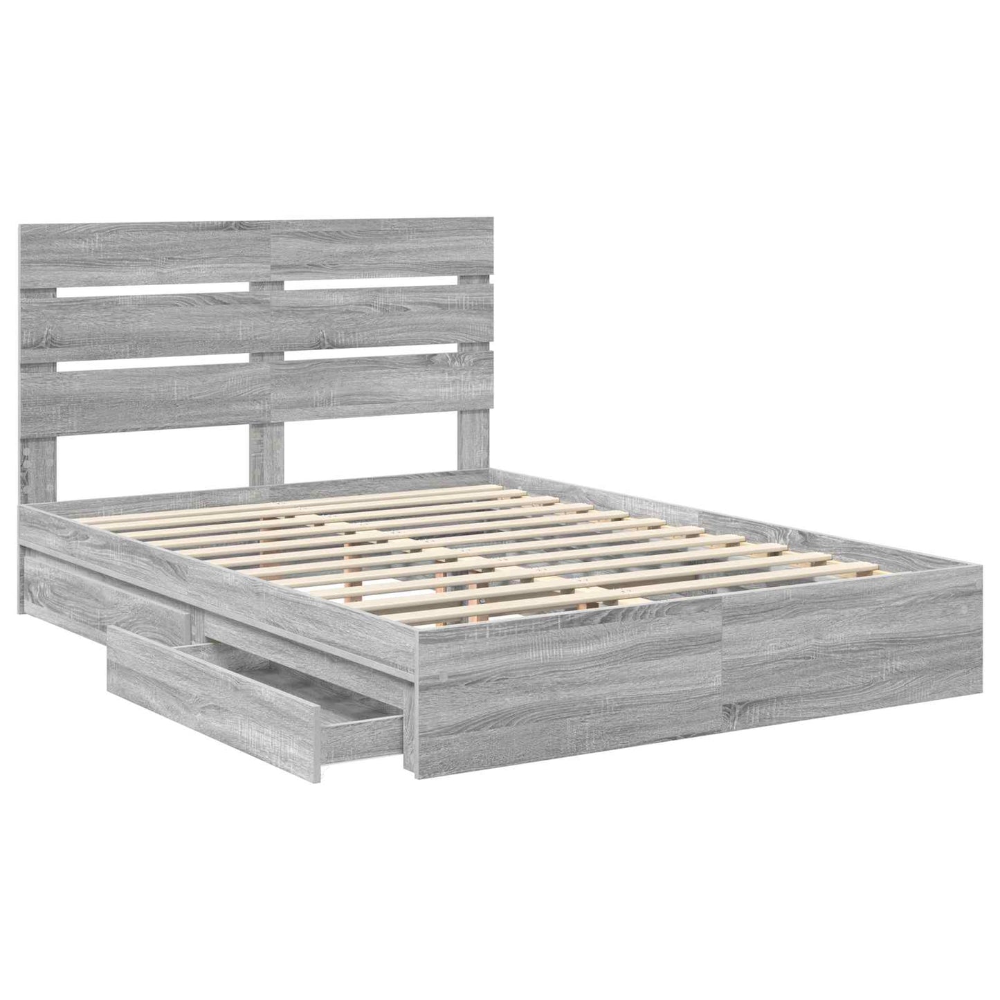 Letto con Contenitore con testiera Grigio Sonoma 150 x 200 cm | homemem39