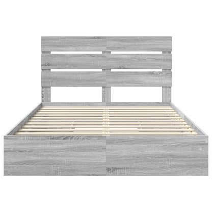 Letto con Contenitore con testiera Grigio Sonoma 150 x 200 cm | homemem39