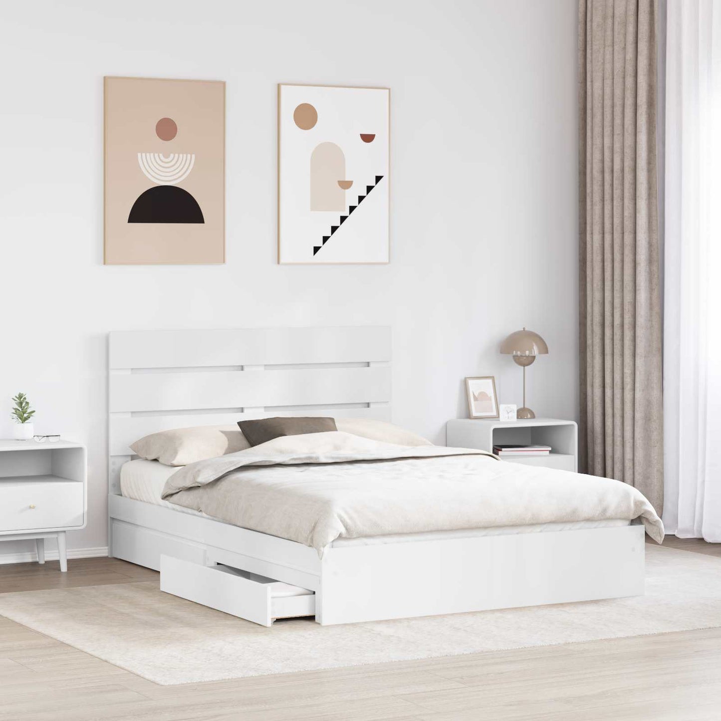 Letto con Contenitore Bianco 140 x 200 cm Legno multistrato | homemem39