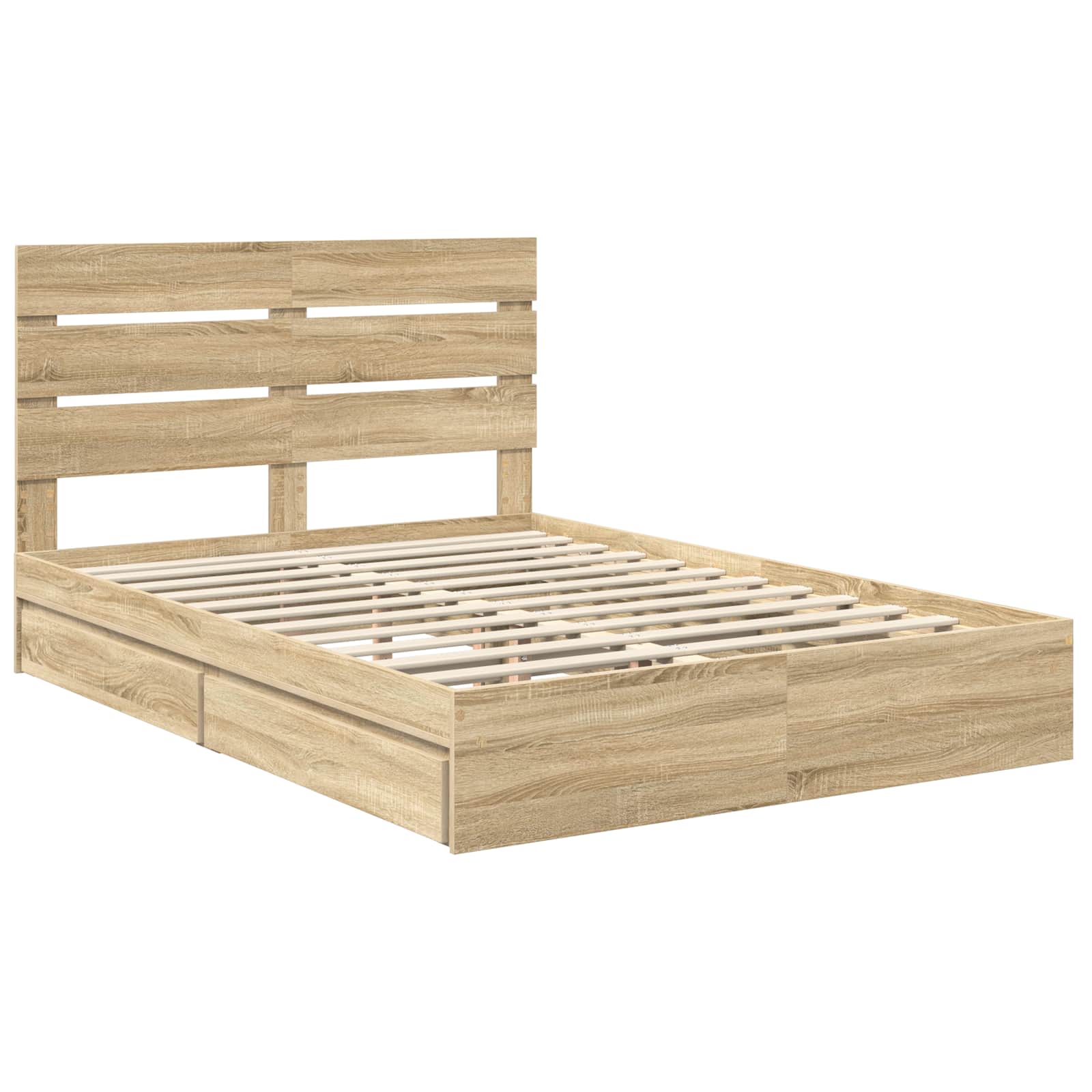Letto con Contenitore con testiera Rovere Sonoma 140 x 200 cm | homemem39
