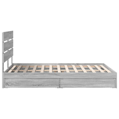 Letto con Contenitore con testiera Grigio Sonoma 140 x 200 cm | homemem39