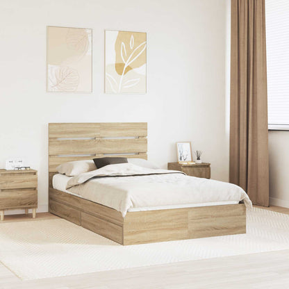 Letto con Contenitore con testiera Rovere Sonoma 135 x 190 cm | homemem39