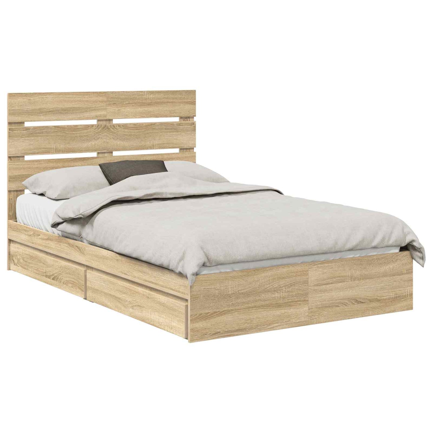 Letto con Contenitore con testiera Rovere Sonoma 135 x 190 cm | homemem39