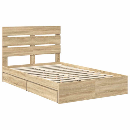 Letto con Contenitore con testiera Rovere Sonoma 135 x 190 cm | homemem39