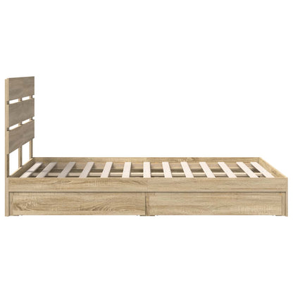Letto con Contenitore con testiera Rovere Sonoma 135 x 190 cm | homemem39