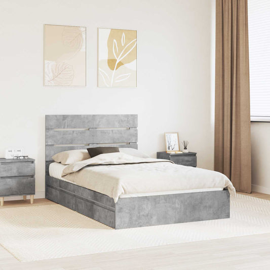 Letto con Contenitore con testiera Grigio cemento 135 x 190 cm | homemem39