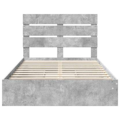 Letto con Contenitore con testiera Grigio cemento 135 x 190 cm | homemem39