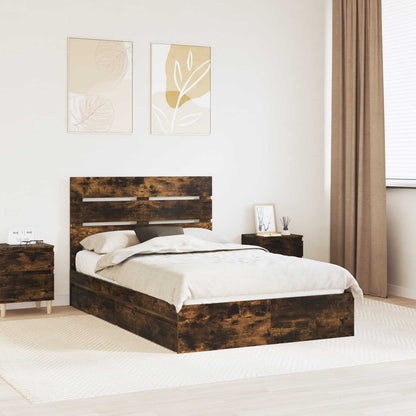 Letto con Contenitore con testiera Rovere fumé 135 x 190 cm | homemem39