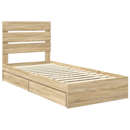 Letto con Contenitore con testiera Rovere Sonoma 100 x 200 cm | homemem39