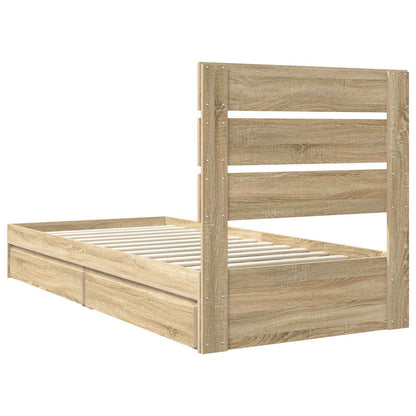 Letto con Contenitore con testiera Rovere Sonoma 100 x 200 cm | homemem39