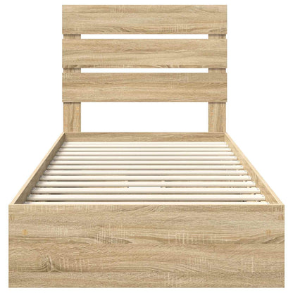 Letto con Contenitore con testiera Rovere Sonoma 100 x 200 cm | homemem39
