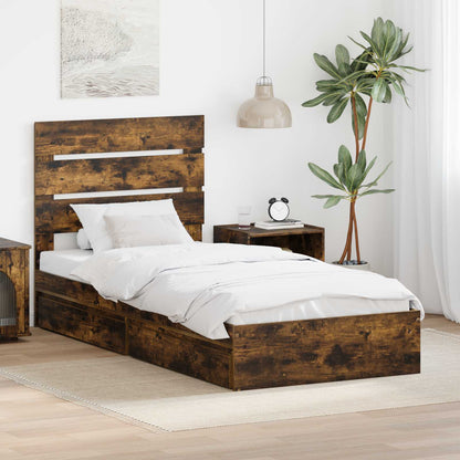 Letto con Contenitore con testiera Rovere fumé 100 x 200 cm | homemem39