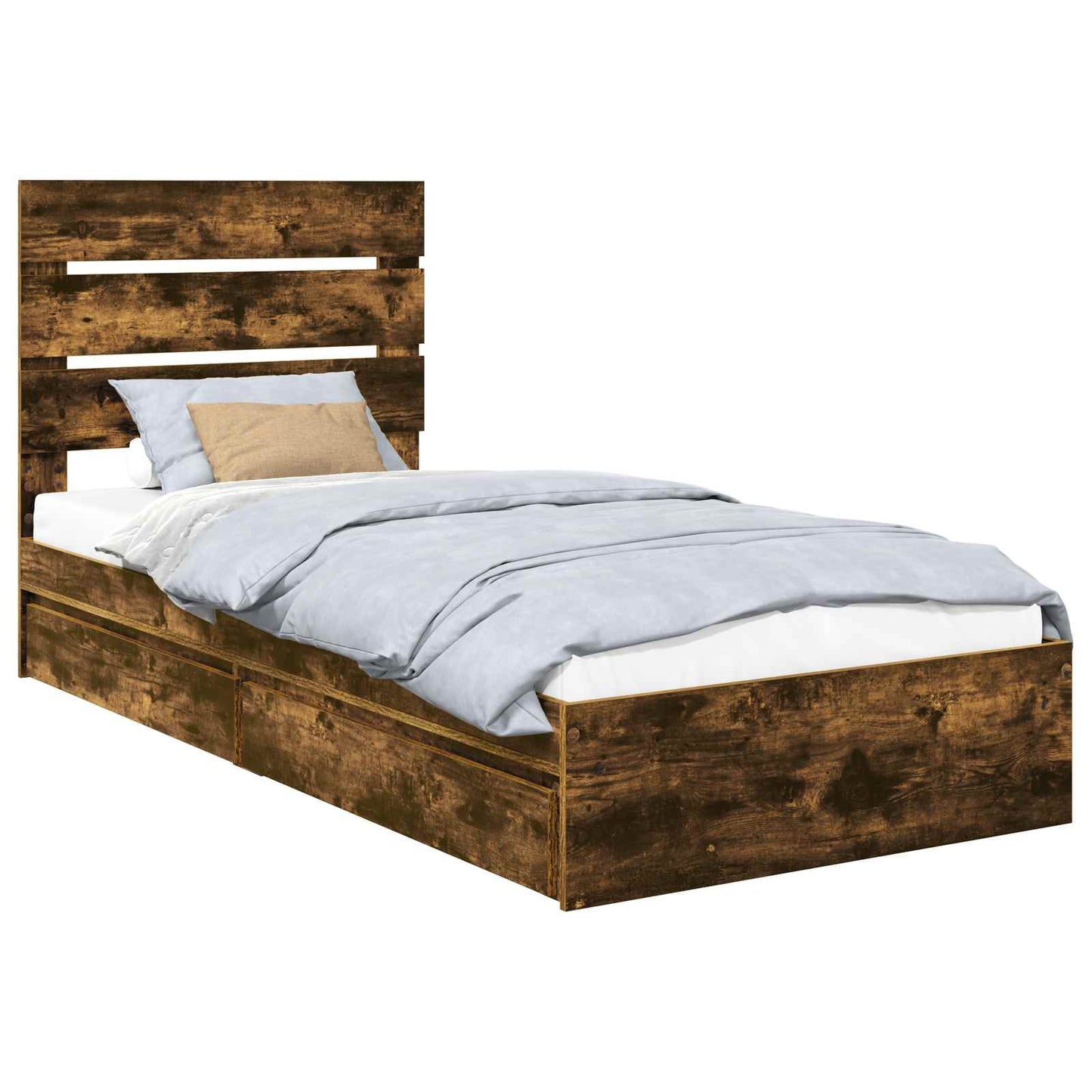 Letto con Contenitore Rovere fumé 90 x 200 cm Legno multistrato | homemem39