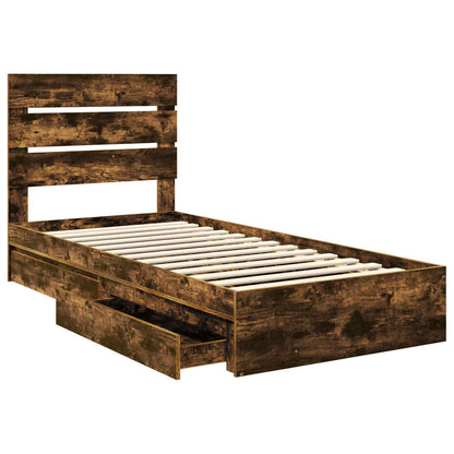 Letto con Contenitore Rovere fumé 90 x 200 cm Legno multistrato | homemem39