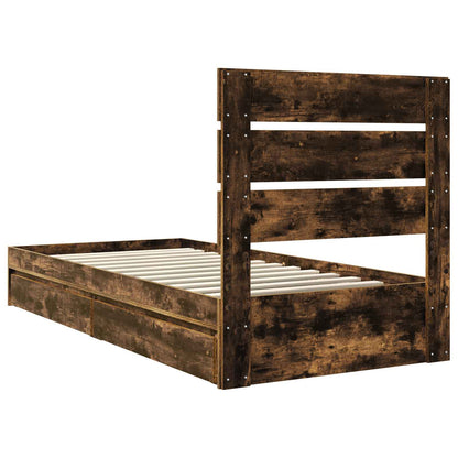 Letto con Contenitore Rovere fumé 90 x 200 cm Legno multistrato | homemem39