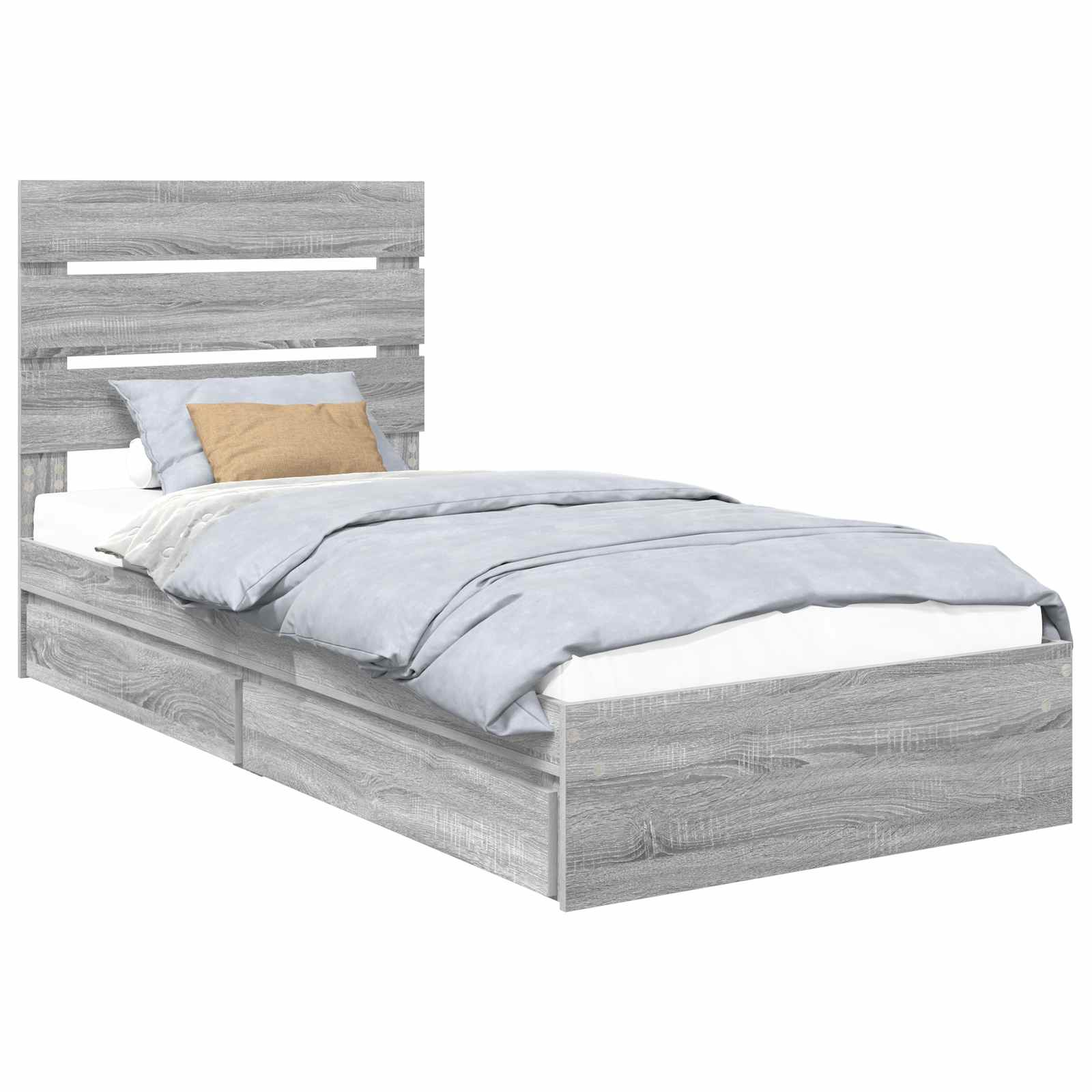 Letto con Contenitore con testiera Grigio Sonoma 90 x 200 cm | homemem39