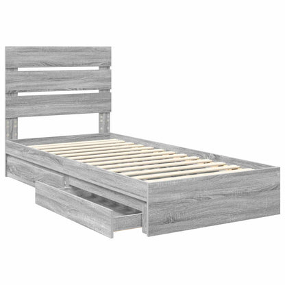 Letto con Contenitore con testiera Grigio Sonoma 90 x 200 cm | homemem39