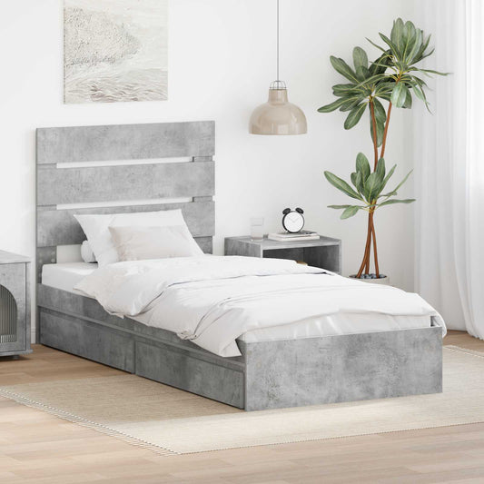 Letto con Contenitore con testiera Grigio cemento 90 x 190 cm | homemem39