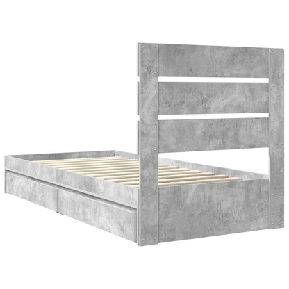 Letto con Contenitore con testiera Grigio cemento 90 x 190 cm | homemem39