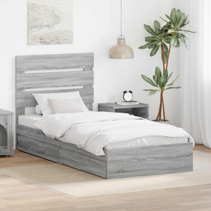 Letto con Contenitore con testiera Grigio Sonoma 90 x 190 cm | homemem39