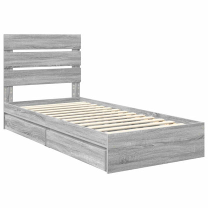 Letto con Contenitore con testiera Grigio Sonoma 90 x 190 cm | homemem39