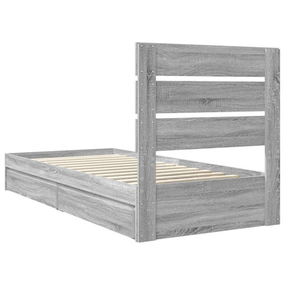 Letto con Contenitore con testiera Grigio Sonoma 90 x 190 cm | homemem39