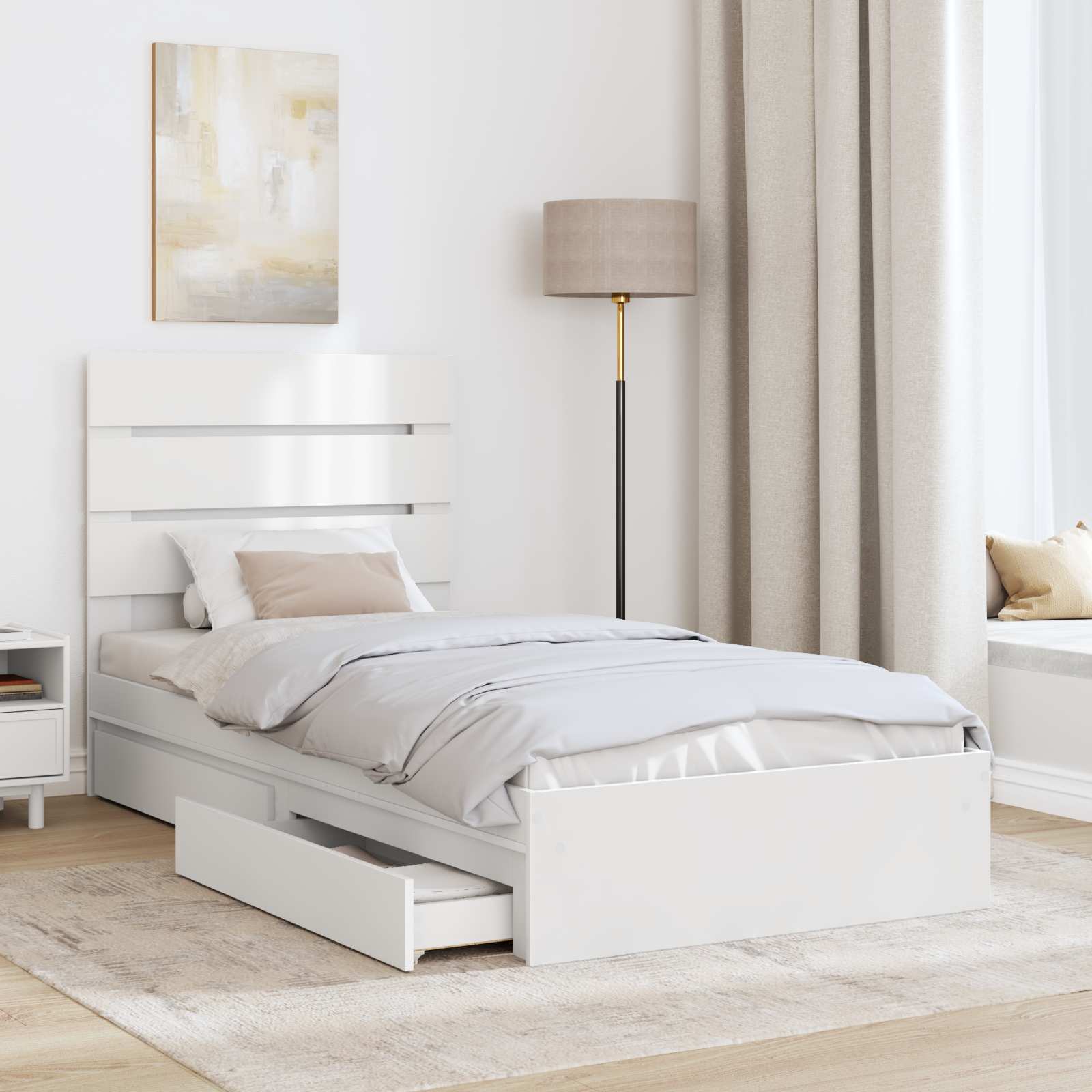 Letto con Contenitore Bianco 70 x 190 cm Legno multistrato | homemem39
