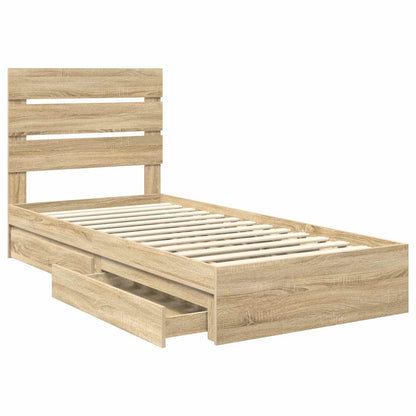 Letto con Contenitore con testiera Rovere Sonoma 70 x 190 cm | homemem39
