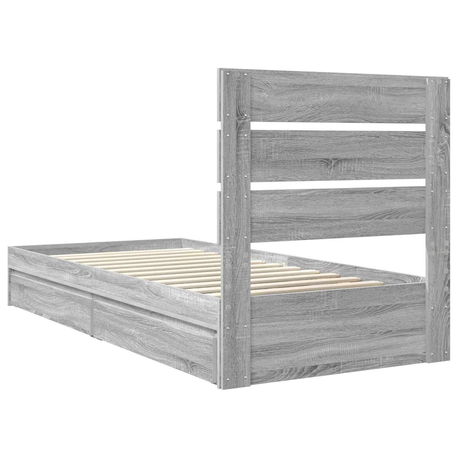 Letto con Contenitore con testiera Grigio Sonoma 70 x 190 cm | homemem39