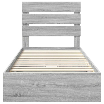 Letto con Contenitore con testiera Grigio Sonoma 70 x 190 cm | homemem39