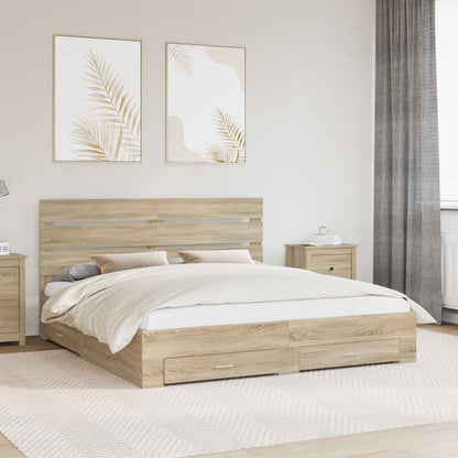 Struttura del letto con cassetto Rovere Sonoma 200 x 200 cm | homemem39