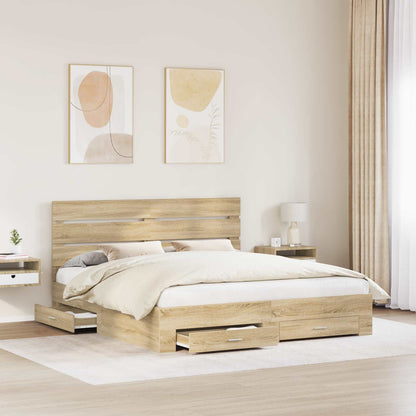Struttura del letto con cassetto Rovere Sonoma 200 x 200 cm | homemem39