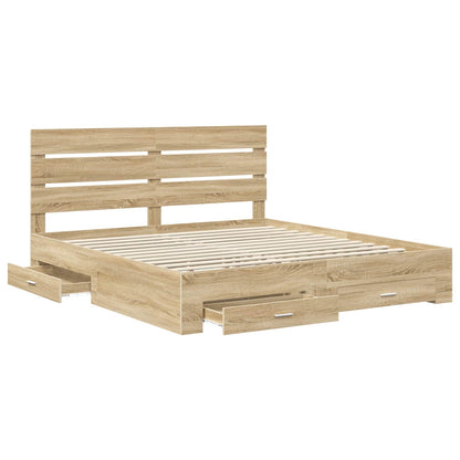 Struttura del letto con cassetto Rovere Sonoma 200 x 200 cm | homemem39