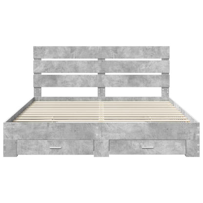 Struttura del letto con cassetto Grigio cemento 200 x 200 cm | homemem39