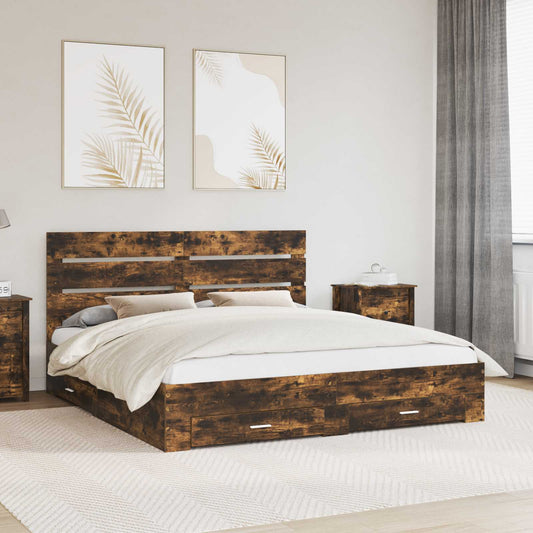Struttura del letto Rovere fumé 200 x 200 cm Legno multistrato