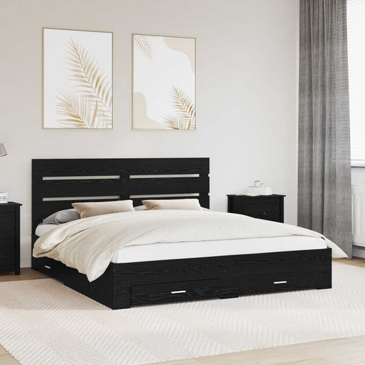 Struttura del letto Rovere Nero 180 x 200 cm Legno multistrato | homemem39