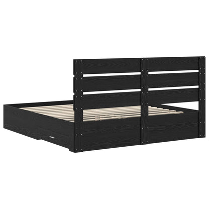 Struttura del letto Rovere Nero 180 x 200 cm Legno multistrato | homemem39