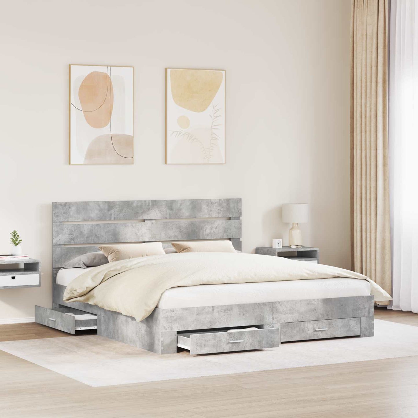 Struttura del letto con cassetto Grigio cemento 180 x 200 cm | homemem39